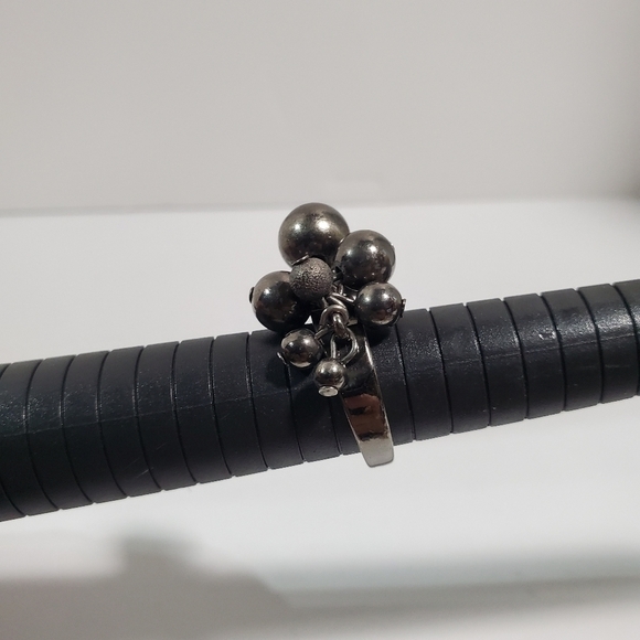 Gunmetal gray silvertone bubble ball dangle bobble ring sz 9 - Picture 8 of 11